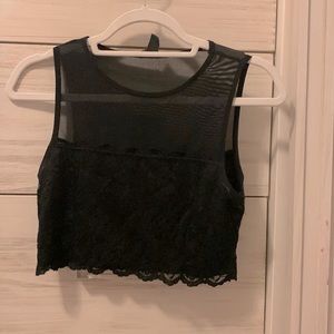 Lace black crop top